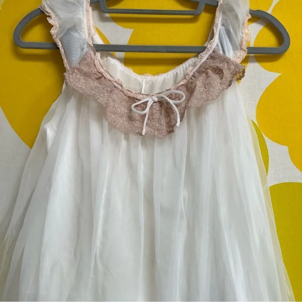 Dreamy Vintage 1950s Pin Up Perfection Layering Cake Veil Lingerie Nightgown - Picture 2 of 10